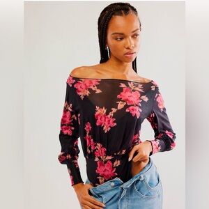 Free People Intimately Undercover Printed Floral Bodysuit - XS